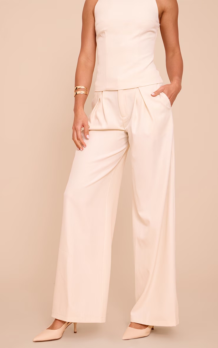 Tall Cream Tailored Woven Wide Leg Trousers 5 Tall Cream Tailored Woven Wide Leg Trousers