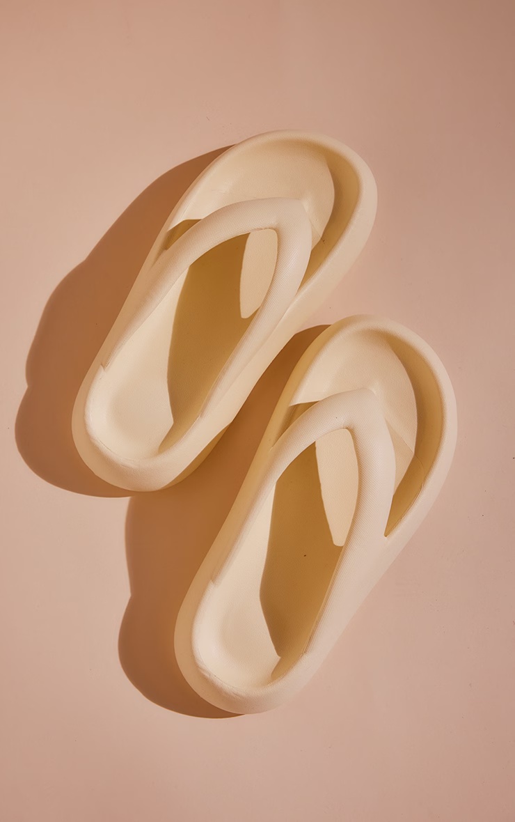 Cream Lightweight Chunky Sole Flip Flops