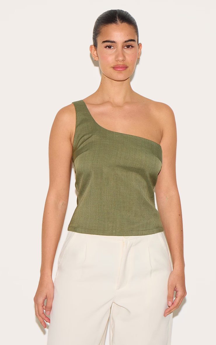 Olive Woven Asymmetric Top 4 Olive Woven Asymmetric Top