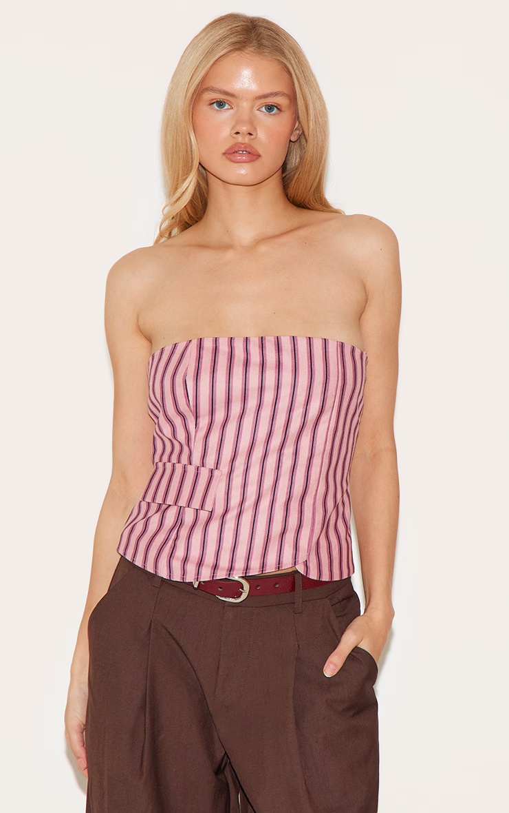 Pink Corduroy Striped Bandeau 4 Pink Corduroy Striped Bandeau