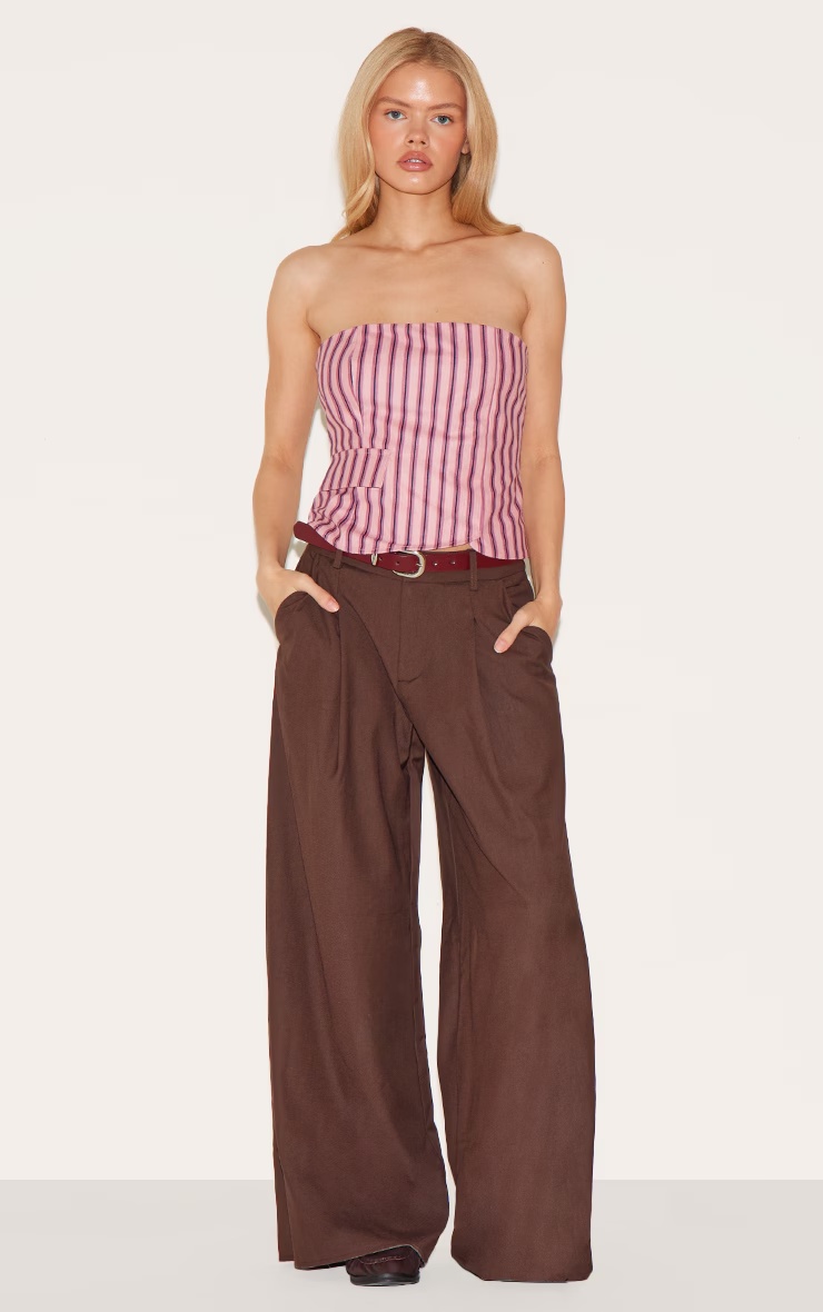 Pink Corduroy Striped Bandeau 6 Pink Corduroy Striped Bandeau