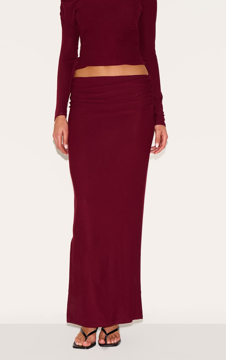 Wine Soft Touch Fold Over Maxi Skirt 5 Wine Soft Touch Fold Over Maxi Skirt