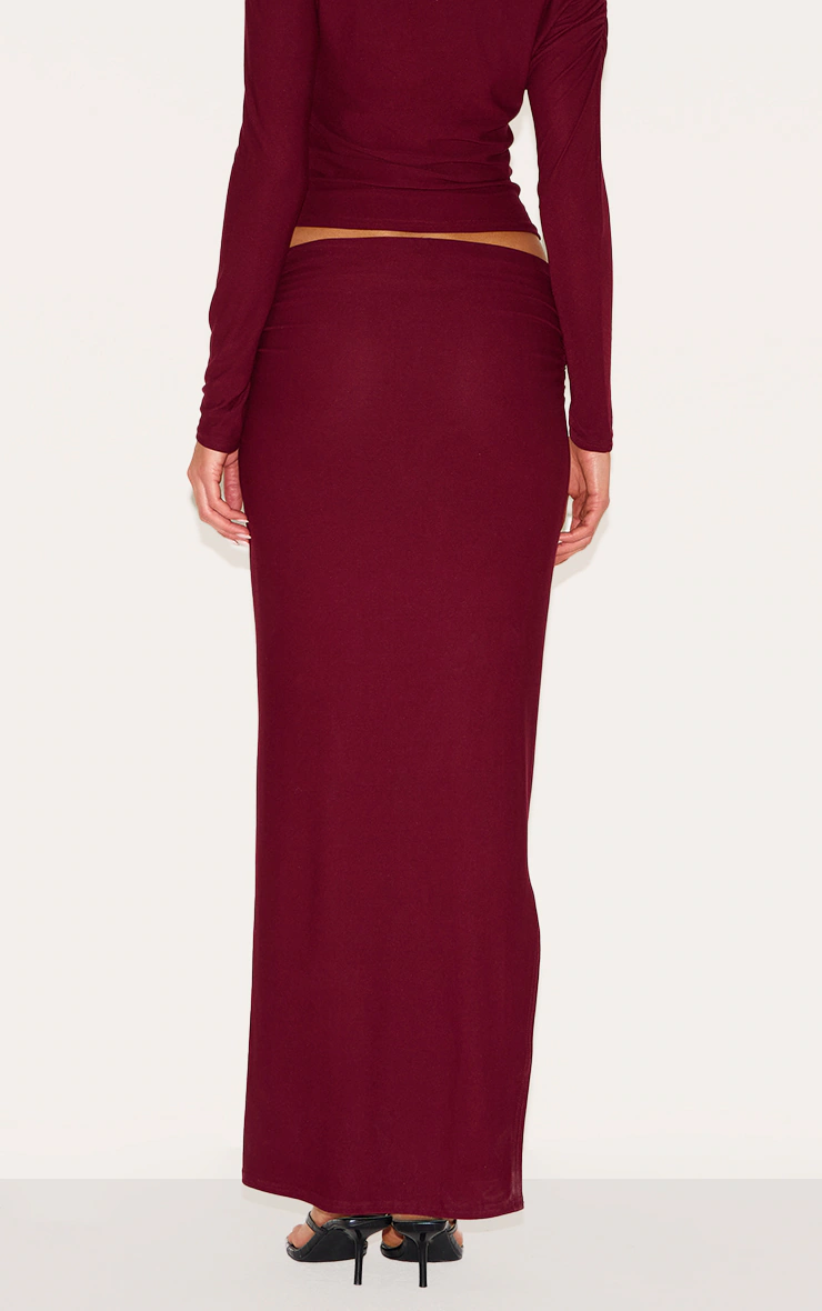 Wine Soft Touch Fold Over Maxi Skirt 6 Wine Soft Touch Fold Over Maxi Skirt