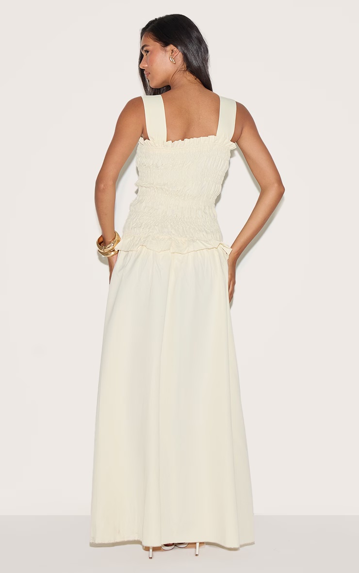 Butter Yellow Shirred Frill Detail Maxi Dress 2 Butter Yellow Shirred Frill Detail Maxi Dress