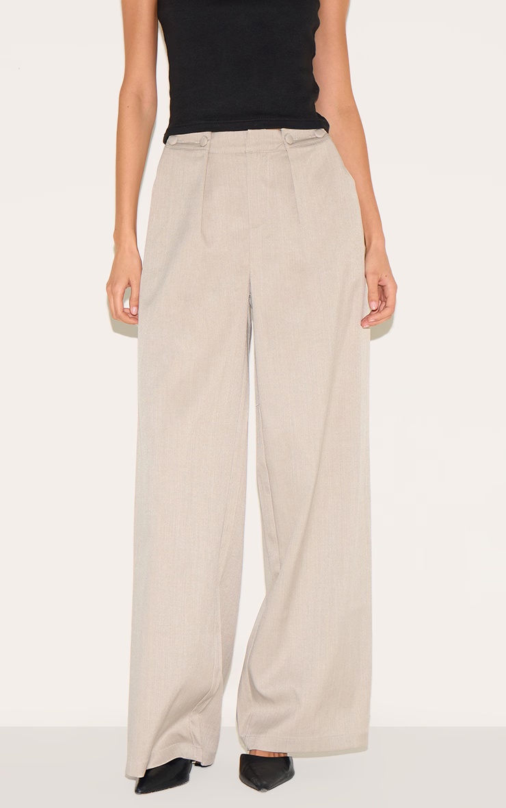Grey Adjustable Waistband Detail Tailored Trousers 4 Grey Adjustable Waistband Detail Tailored Trousers