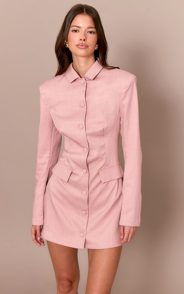 Blush Rose Tailored Button Up Pocket Detail Mini Dress 1 Blush Rose Tailored Button Up Pocket Detail Mini Dress