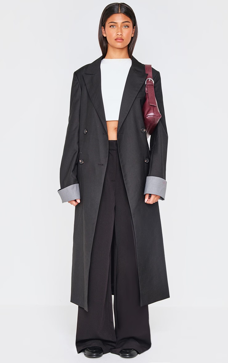 Black Tailoring Trim Trench Coat 1 Black Tailoring Trim Trench Coat