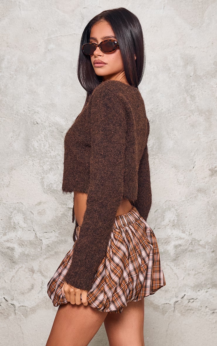 Petite Chocolate Fluffy Knitted Cut Out Detail Jumper 5 Petite Chocolate Fluffy Knitted Cut Out Detail Jumper