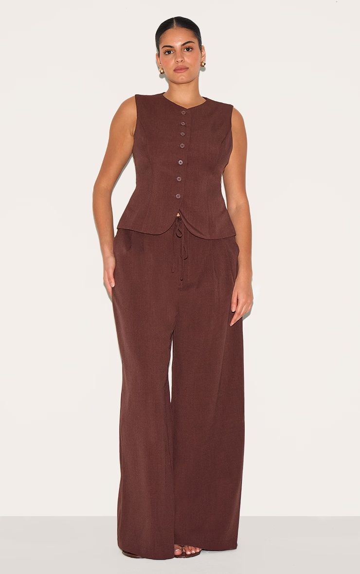 Plus Wine Tailored Woven Waistcoat 3 Plus Wine Tailored Woven Waistcoat