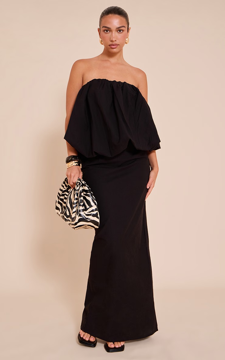 Black Ruched Longline Bandeau Top 3 Black Ruched Longline Bandeau Top