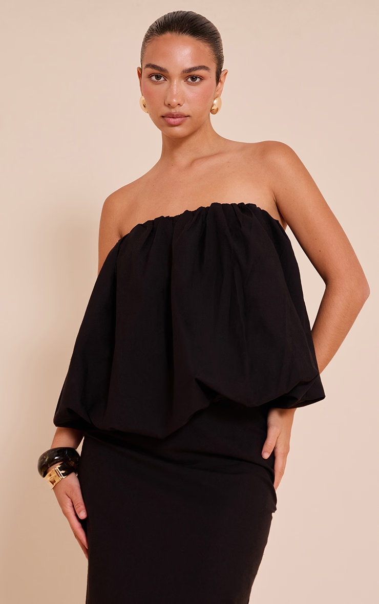 Black Ruched Longline Bandeau Top 4 Black Ruched Longline Bandeau Top