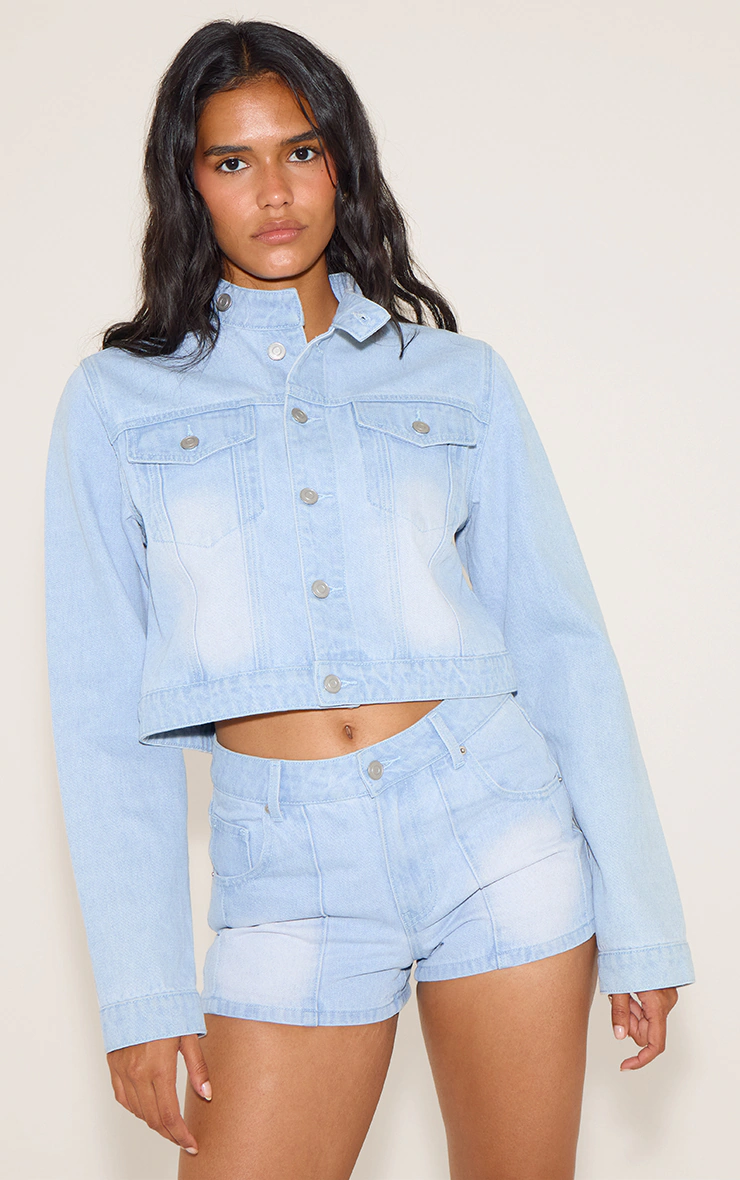Light Blue Seam Detail Denim Hotpants 1 Light Blue Seam Detail Denim Hotpants