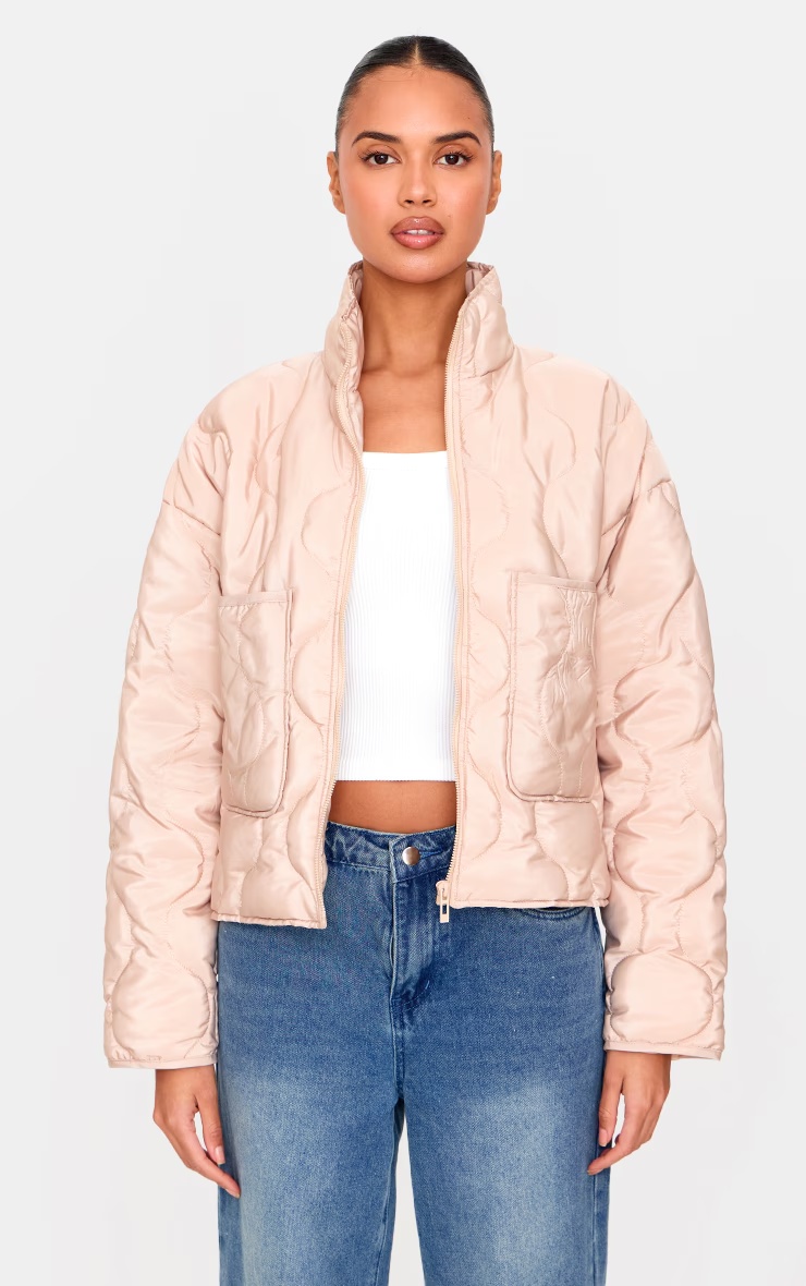 Stone Padded Wave Funnel Neck Jacket 1 Stone Padded Wave Funnel Neck Jacket
