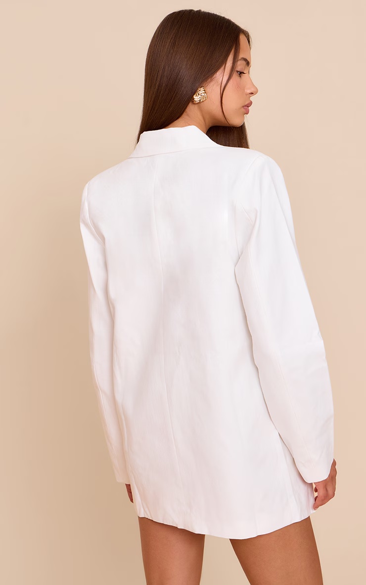 White Linen Blend Blazer Dress 5 White Linen Blend Blazer Dress