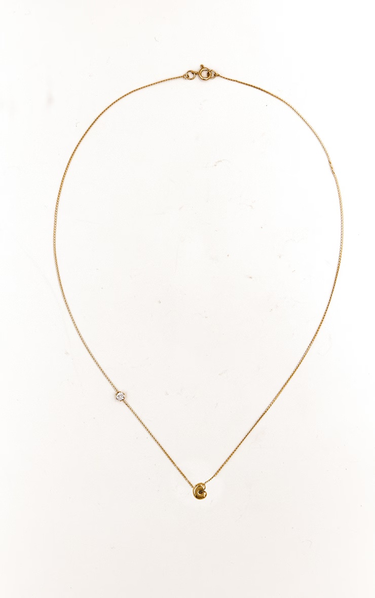 Gold Water Resistant Bubble Initial C Necklace 2 Gold Water Resistant Bubble Initial C Necklace