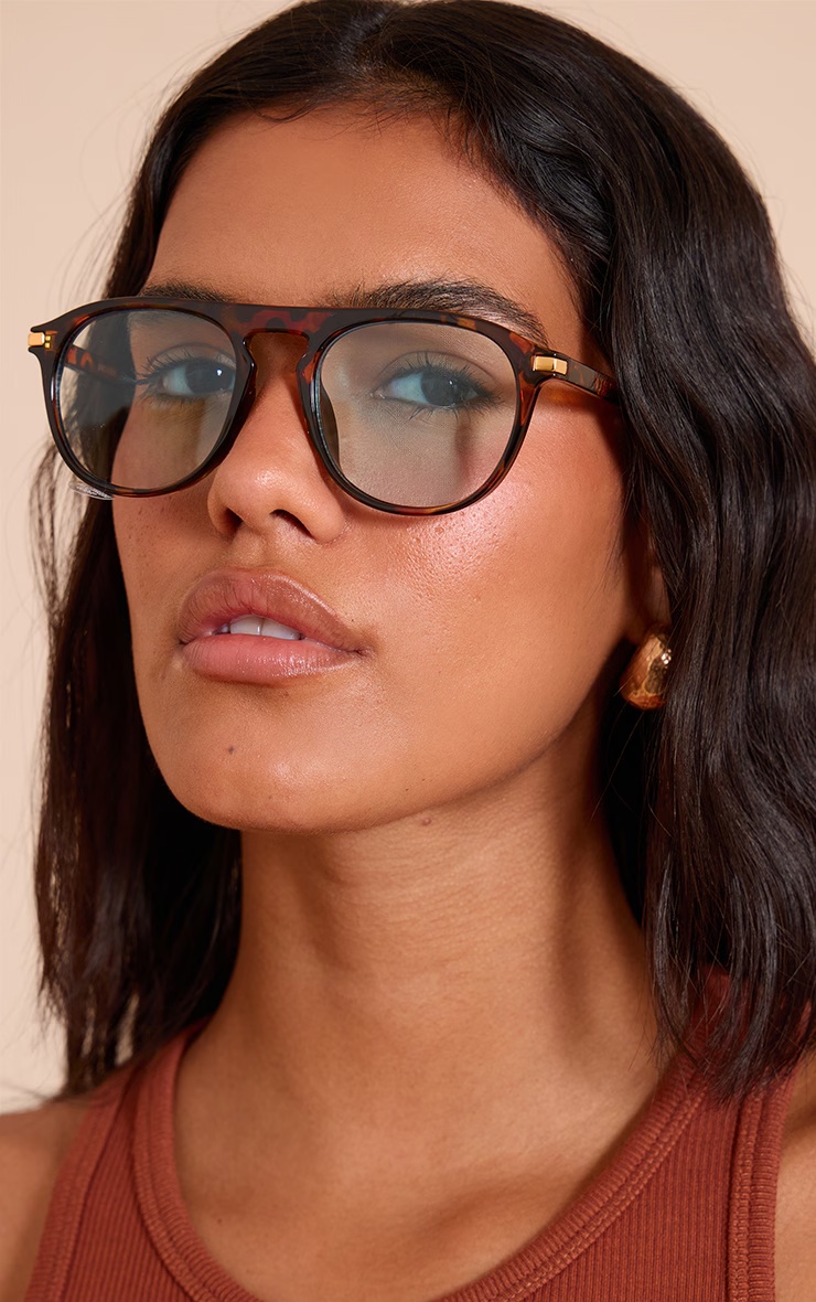 Acid Tortoiseshell Angled Aviator Sunglasses