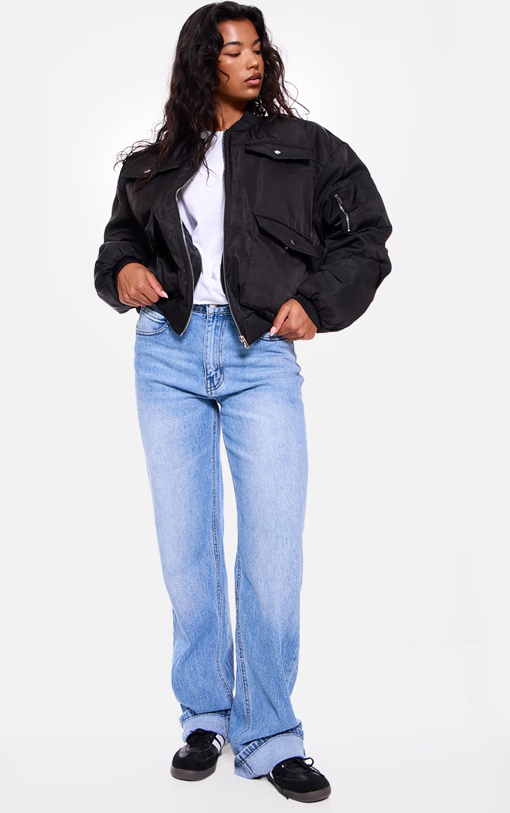 Black Oversized Bomber Jacket 3 Black Oversized Bomber Jacket