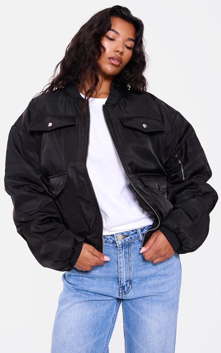 Black Oversized Bomber Jacket 4 Black Oversized Bomber Jacket