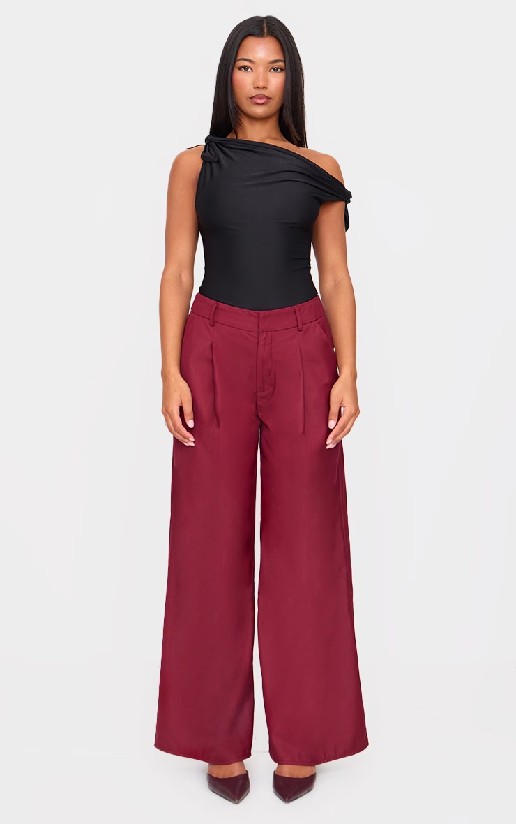 Plum Woven Double Pleat Wide Leg Trousers 2 Plum Woven Double Pleat Wide Leg Trousers