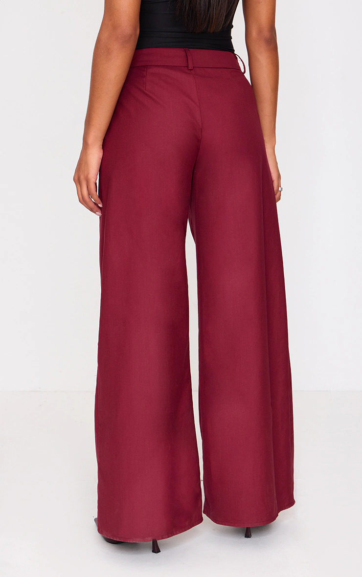 Plum Woven Double Pleat Wide Leg Trousers 3 Plum Woven Double Pleat Wide Leg Trousers