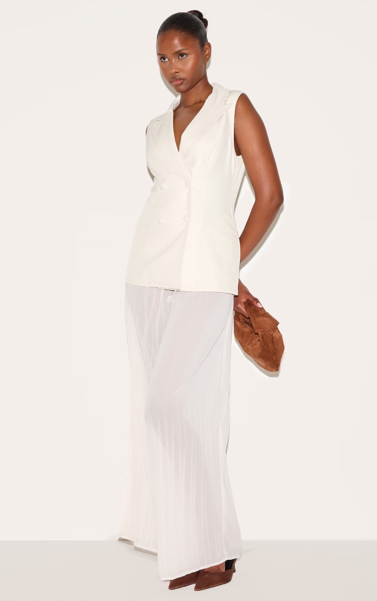 Almond Woven Waistcoat Overlay Chiffon Jumpsuit 6 Almond Woven Waistcoat Overlay Chiffon Jumpsuit