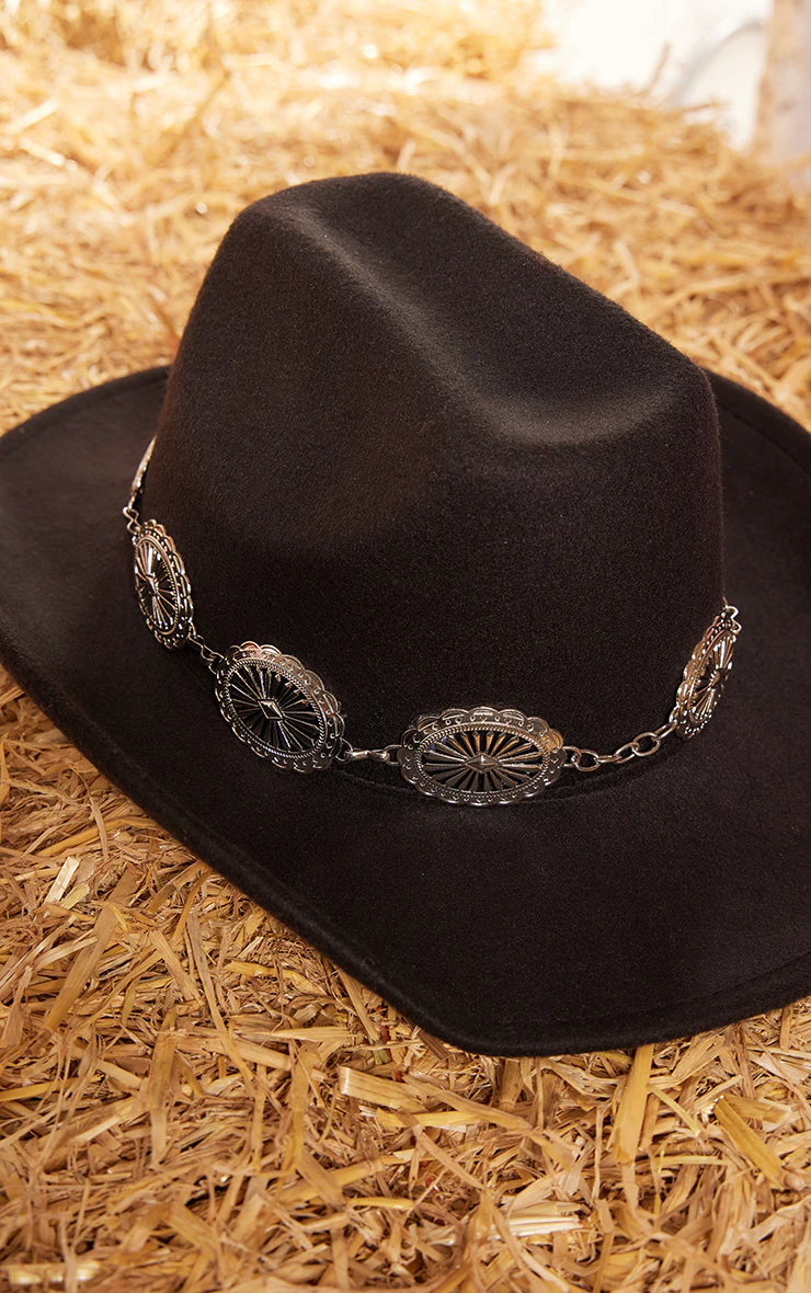 Black Chain Buckle Festival Cowboy Hat 6 Black Chain Buckle Festival Cowboy Hat
