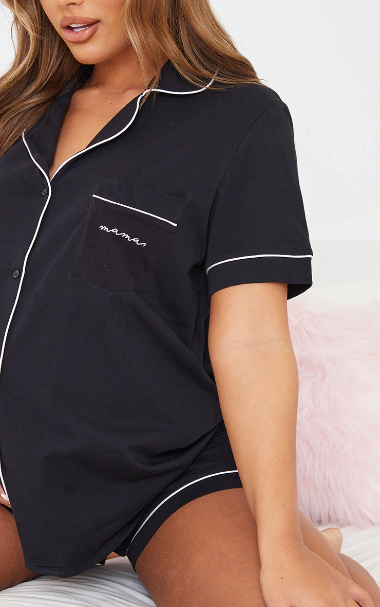 Maternity Black Mama Pj Button Top 1 Maternity Black Mama Pj Button Top