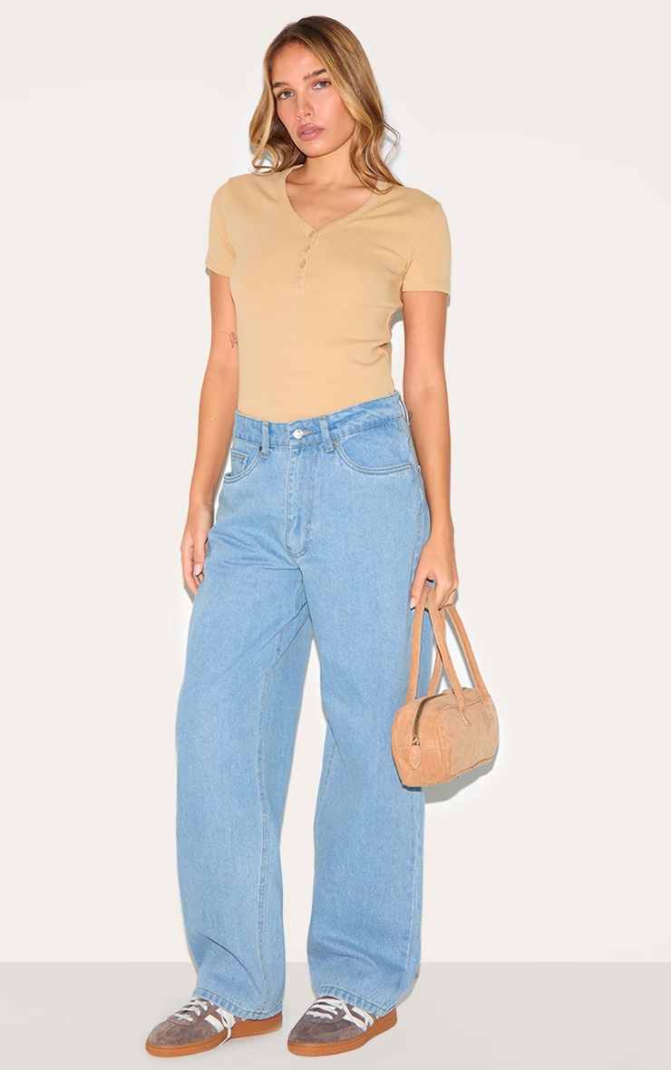 Stone Premium Interlock Button Down Short Sleeve Bodysuit 6 Stone Premium Interlock Button Down Short Sleeve Bodysuit