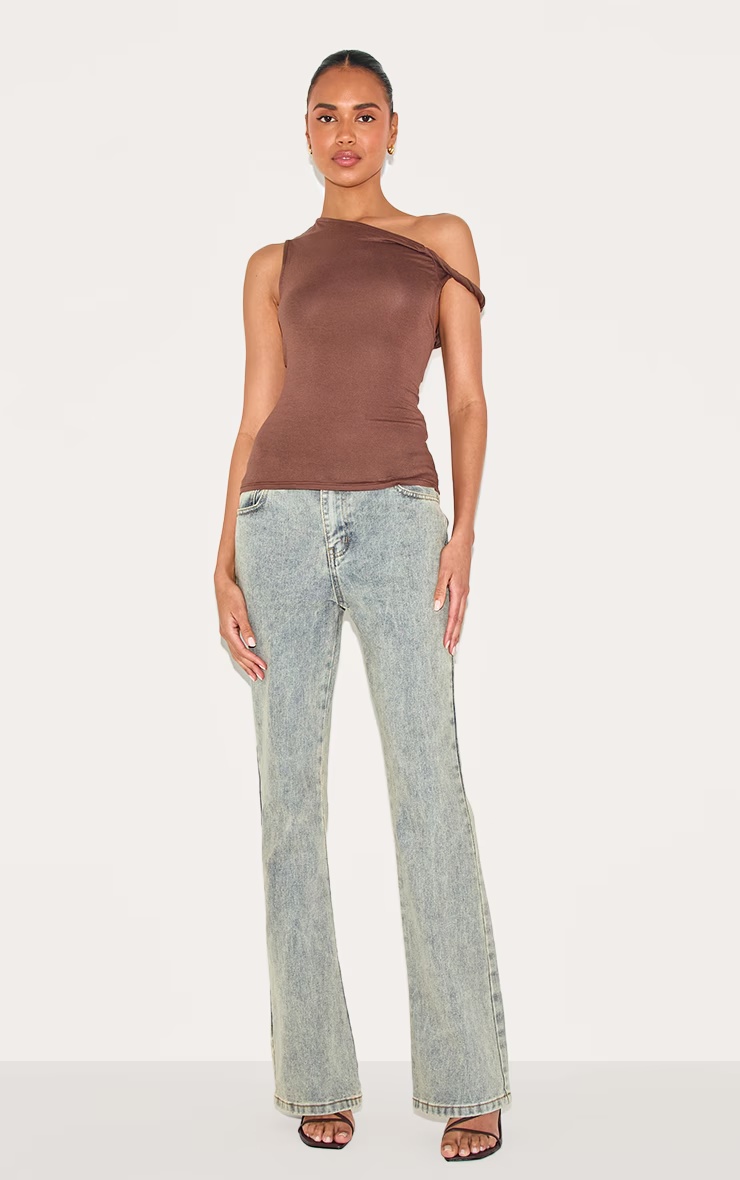 Mocha Soft Cotton Twist Detail Long Vest Top 6 Mocha Soft Cotton Twist Detail Long Vest Top