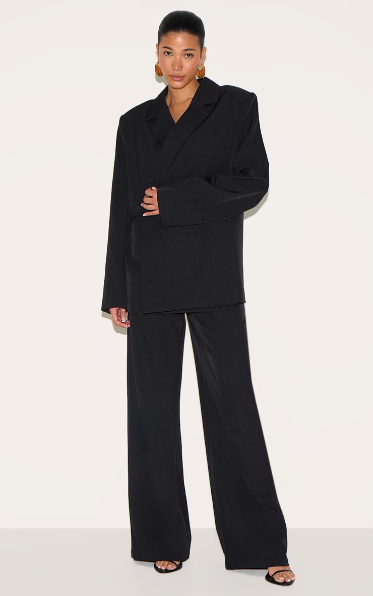 Black Woven Tailored Wide Leg 1 Black Woven Tailored Wide Leg