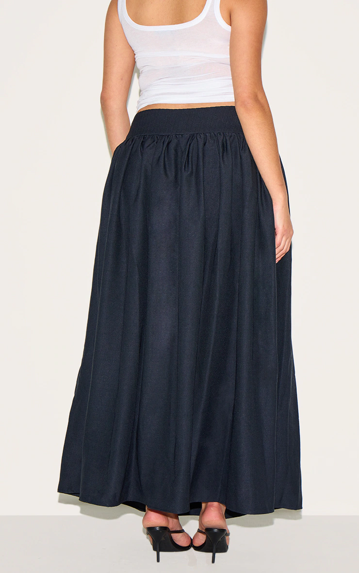 Plus Indigo Blue Wash Woven Drop Waist Rib Panel Maxi Skirt 6 Plus Indigo Blue Wash Woven Drop Waist Rib Panel Maxi Skirt
