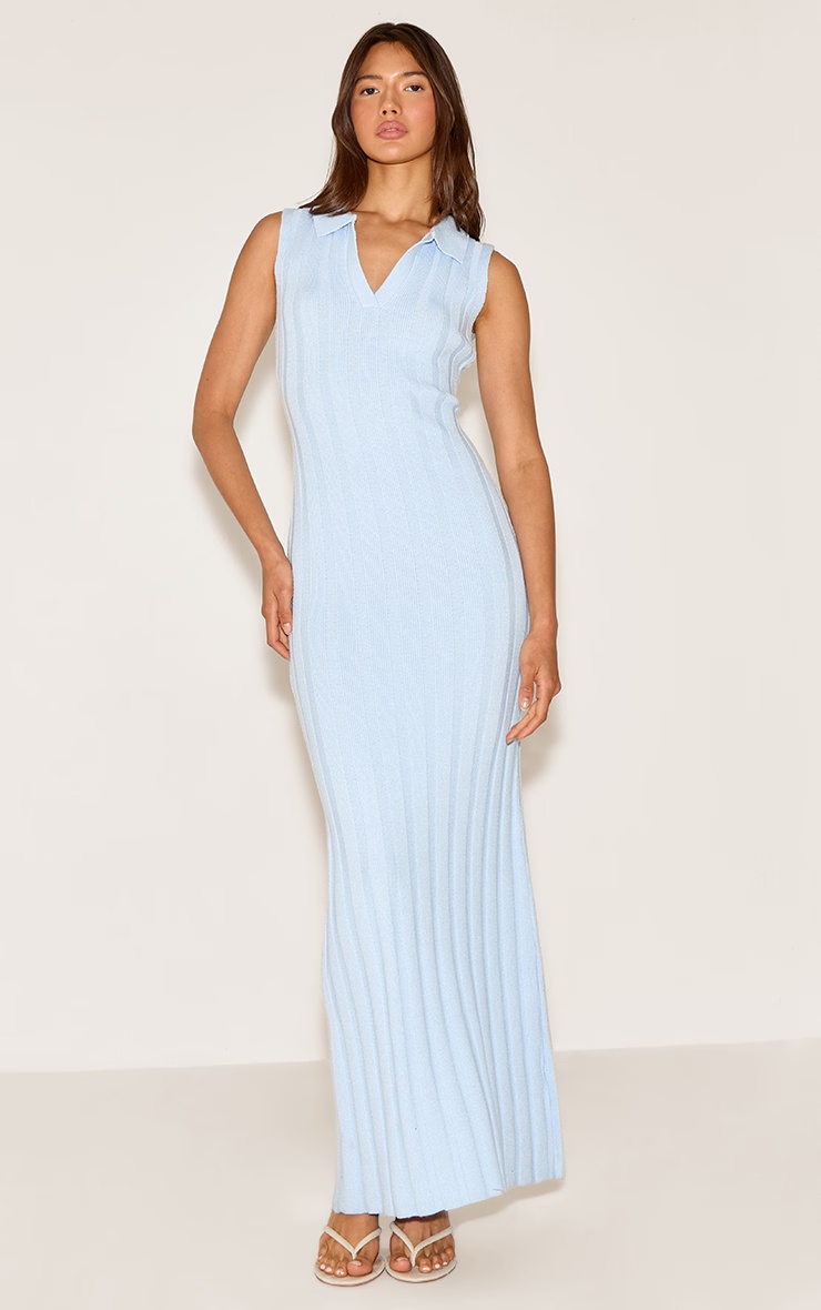 Blue Sleeveless Wide Rib Dress 4 Blue Sleeveless Wide Rib Dress
