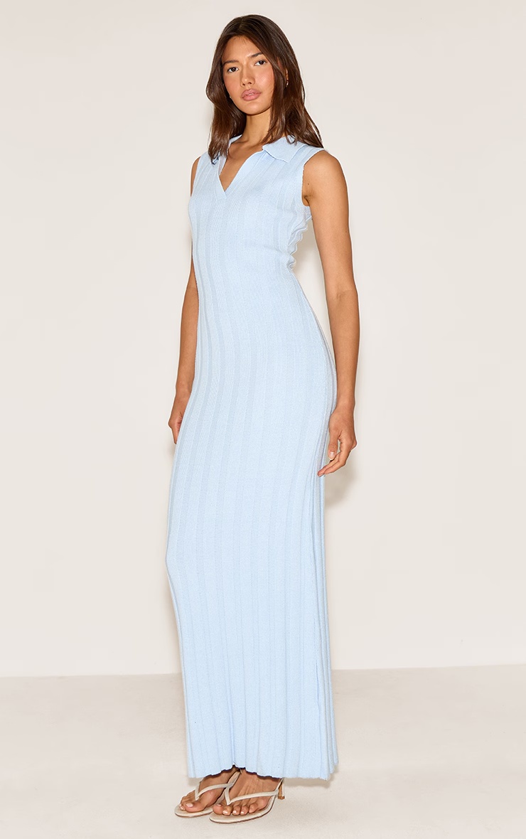 Blue Sleeveless Wide Rib Dress 6 Blue Sleeveless Wide Rib Dress