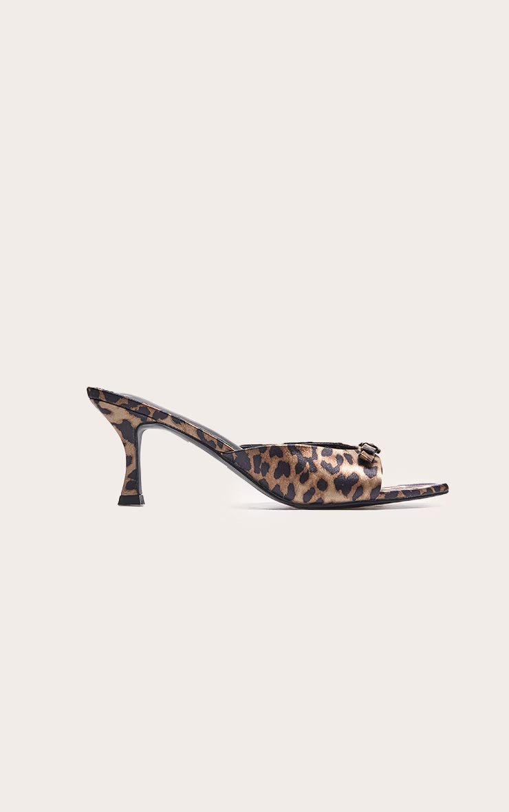 Leopard Bow Strap Low Heel Open Toe Mules 1 Leopard Bow Strap Low Heel Open Toe Mules