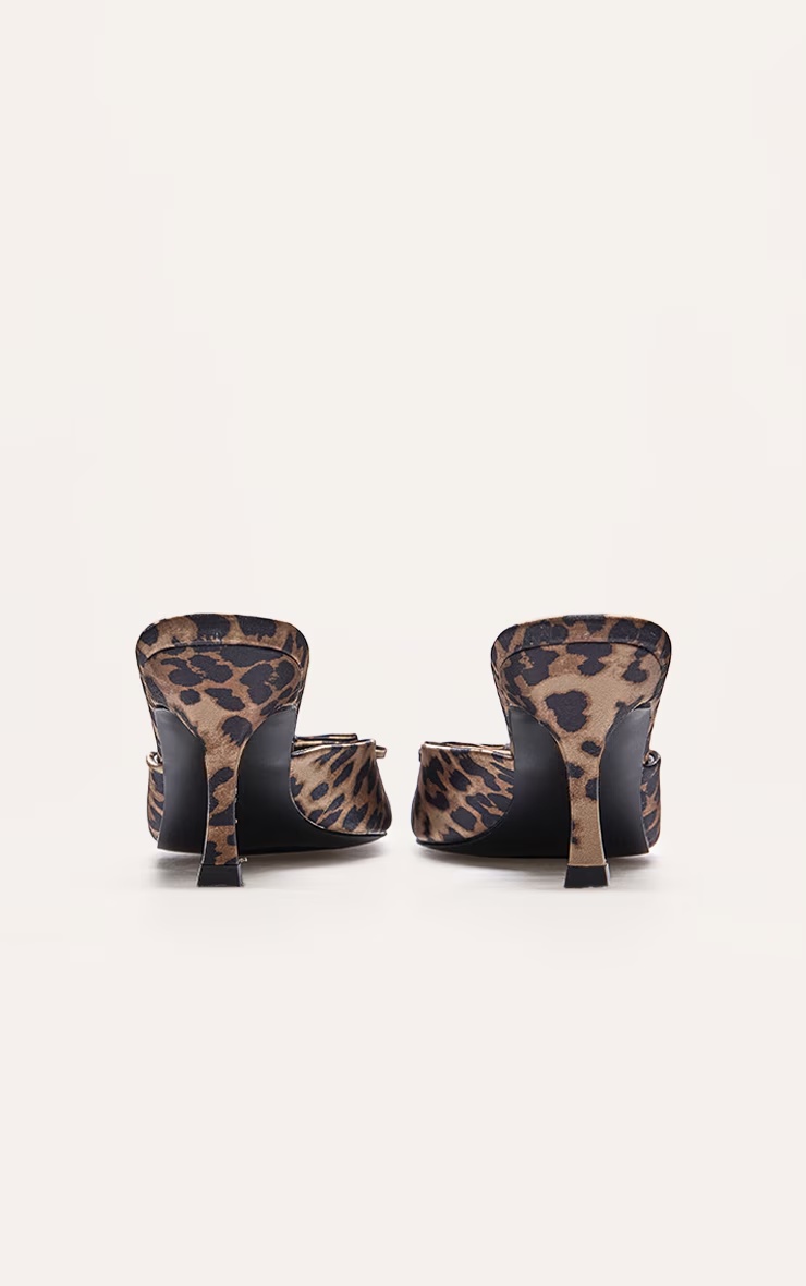 Leopard Bow Strap Low Heel Open Toe Mules 3 Leopard Bow Strap Low Heel Open Toe Mules