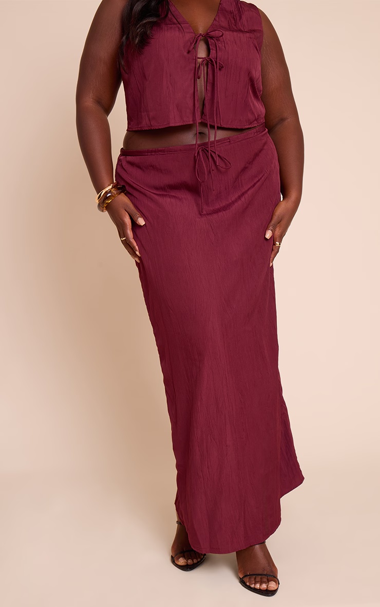 Plus Plum Textured Tie Waist Detail Maxi Skirt 2 Plus Plum Textured Tie Waist Detail Maxi Skirt