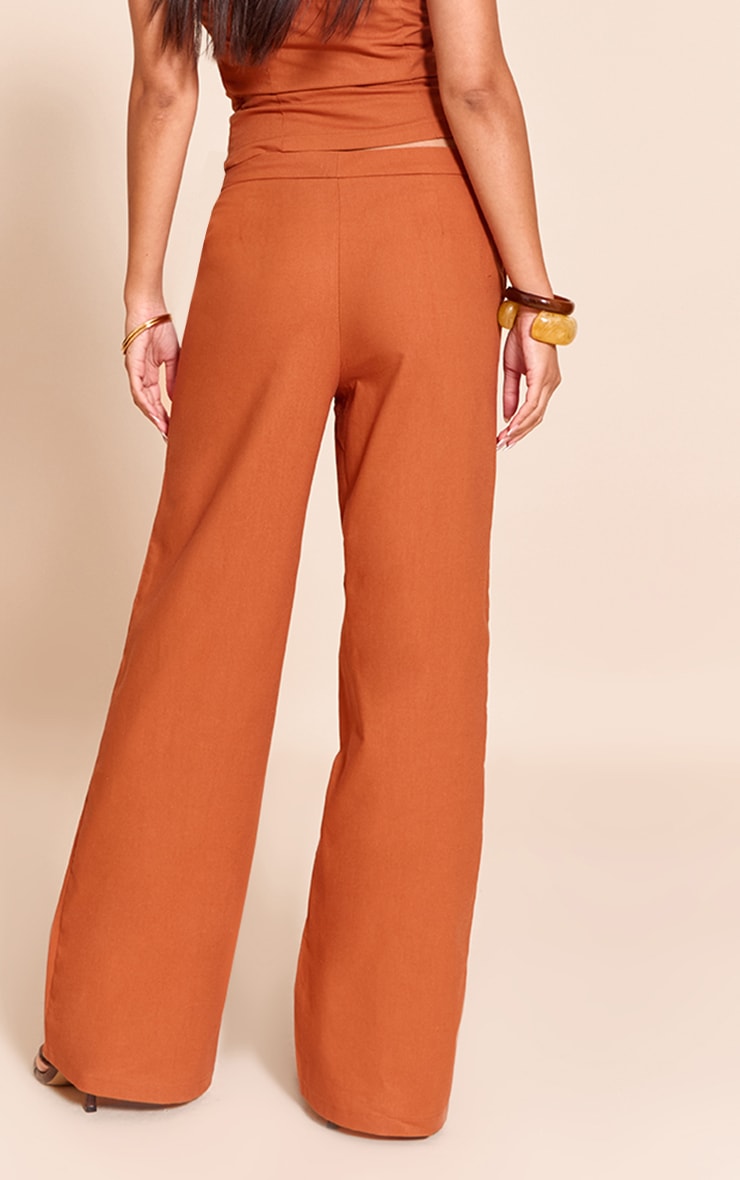 Rust Woven Mid Rise Wide Leg Trousers 6 Rust Woven Mid Rise Wide Leg Trousers