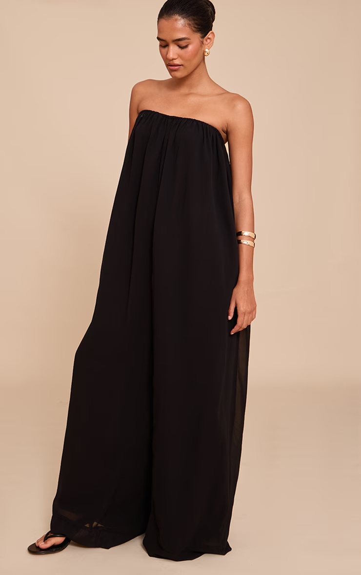 Black Chiffon Bandeau Puffball Jumpsuit 6 Black Chiffon Bandeau Puffball Jumpsuit