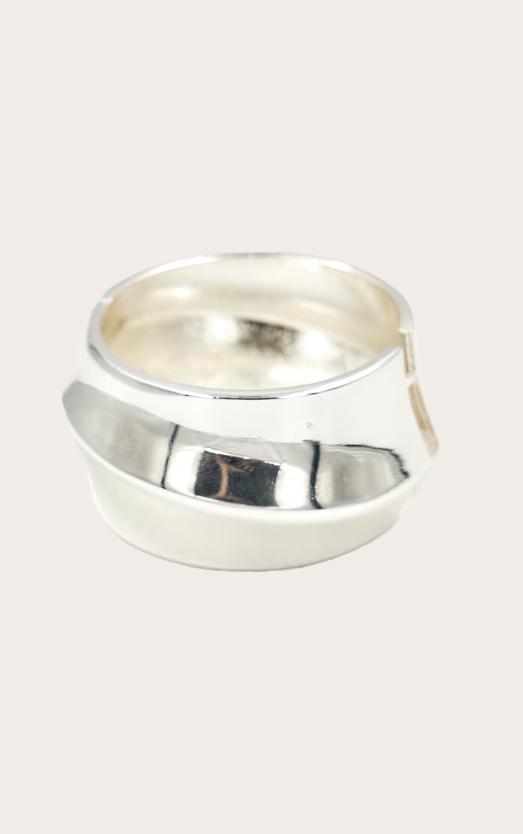 Silver Chunky Asymmetrical Clasp Cuff 2 Silver Chunky Asymmetrical Clasp Cuff