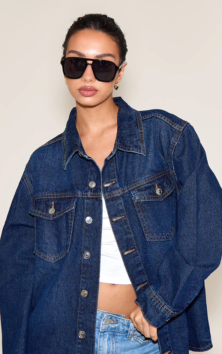 Black Angled Acrylic Frame Aviator Sunglasses