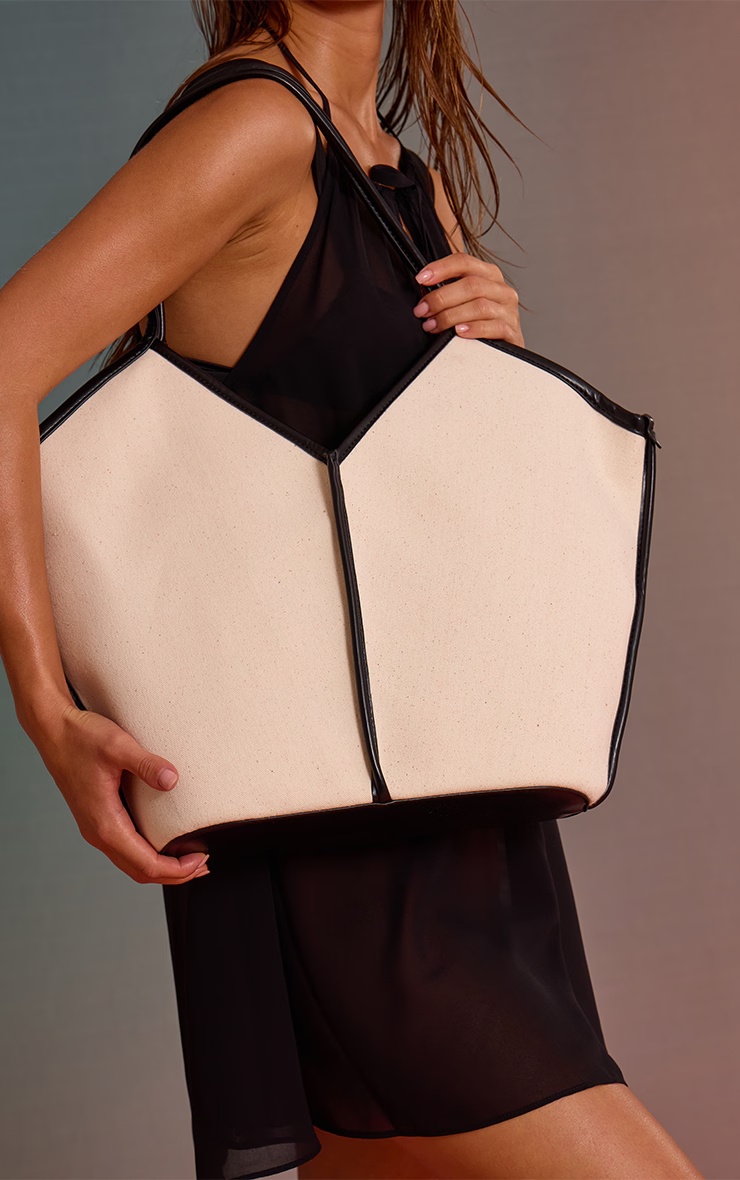 Natural Contrast Canvas Tote Bag