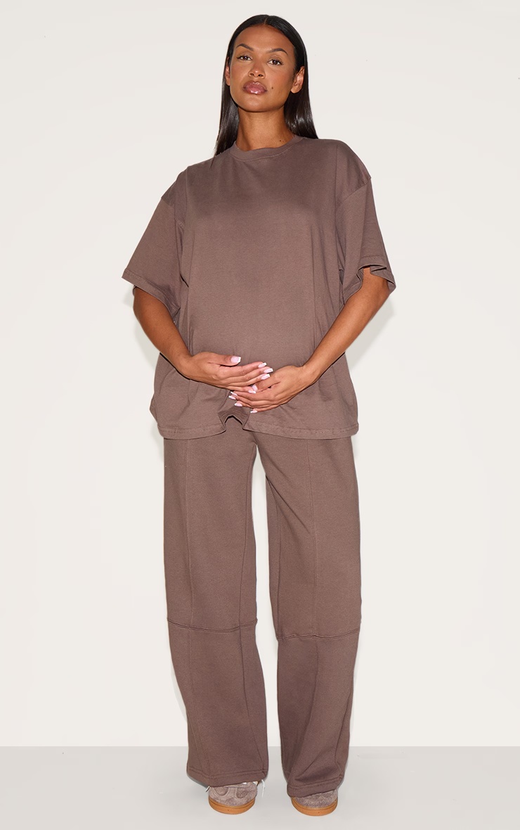 PRETTYLITTLETHING Maternity Chocolate Logo Wide Leg Joggers