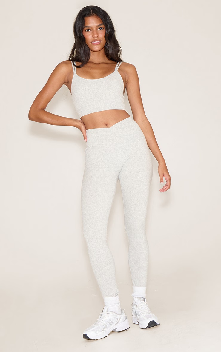 Ash Grey Sculpt Wrap Waist Gym Leggings