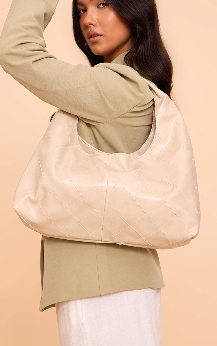 Cream Oversized Weave Large Tote Bag