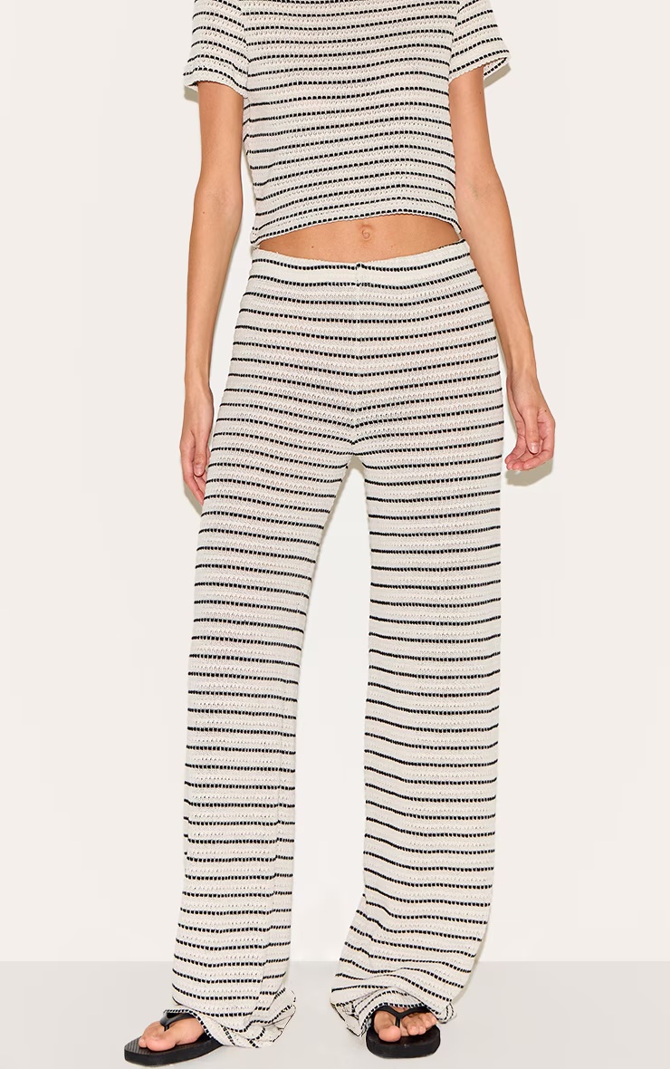 Black Striped Textured Casual Trousers 5 Black Striped Textured Casual Trousers