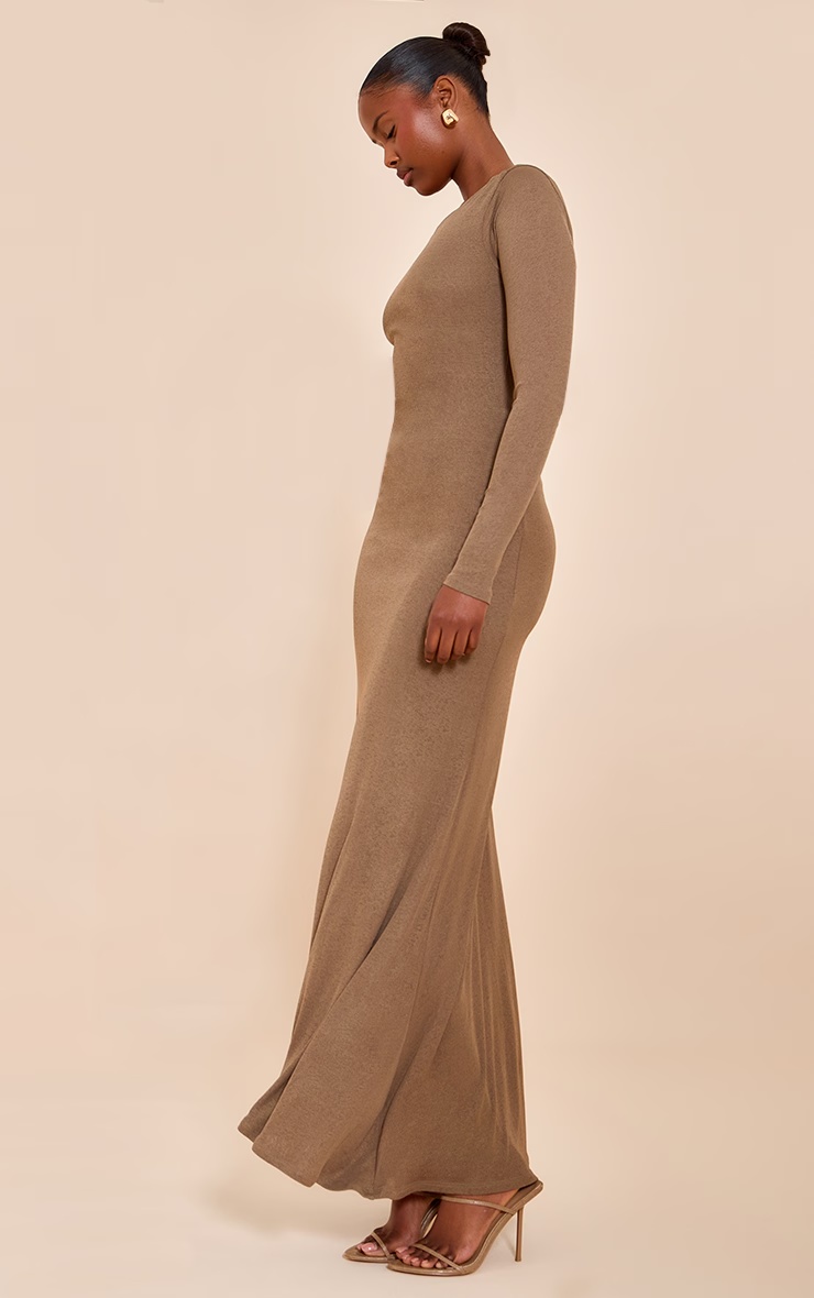 Chocolate Double Layer Onion Skin Cowl Back Maxi Dress 3 Chocolate Double Layer Onion Skin Cowl Back Maxi Dress