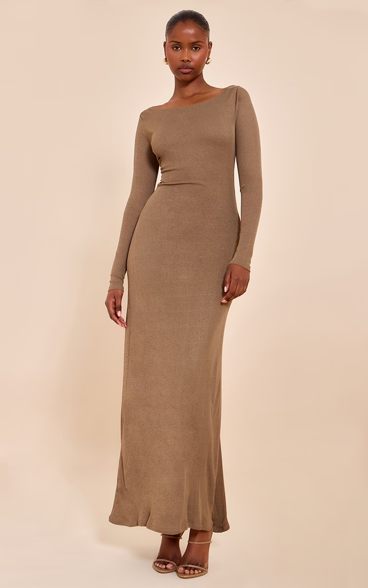 Chocolate Double Layer Onion Skin Cowl Back Maxi Dress 5 Chocolate Double Layer Onion Skin Cowl Back Maxi Dress