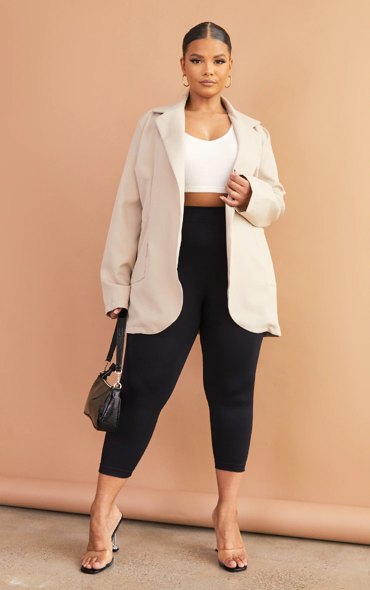 Plus Stone Basic Single Breasted Oversized Blazer 1 Plus Stone Basic Single Breasted Oversized Blazer