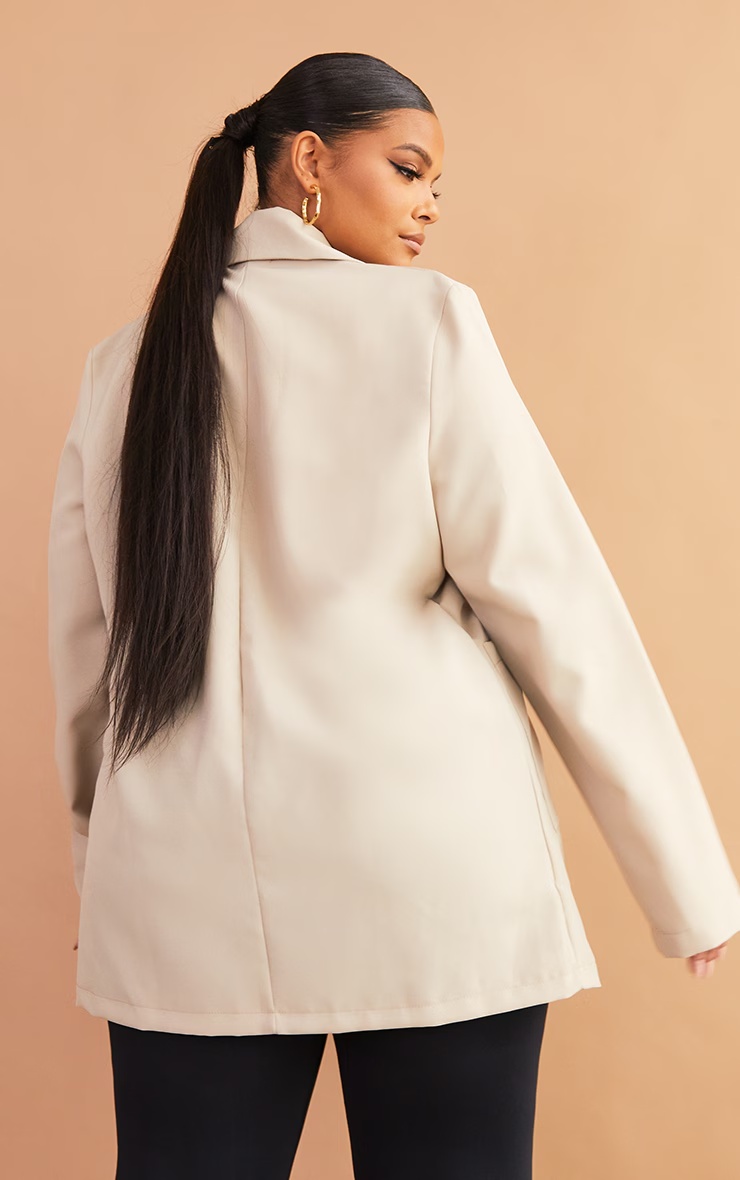Plus Stone Basic Single Breasted Oversized Blazer 2 Plus Stone Basic Single Breasted Oversized Blazer