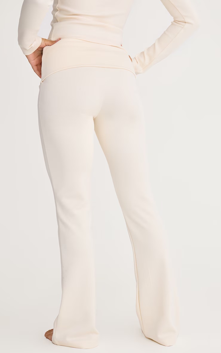 Cream Premium Soft Touch Foldover Yoga Flares 6 Cream Premium Soft Touch Foldover Yoga Flares